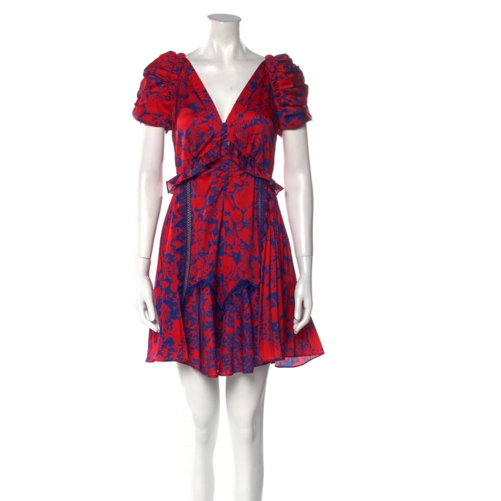 Self-Portrait Red and Blue Mini Dress